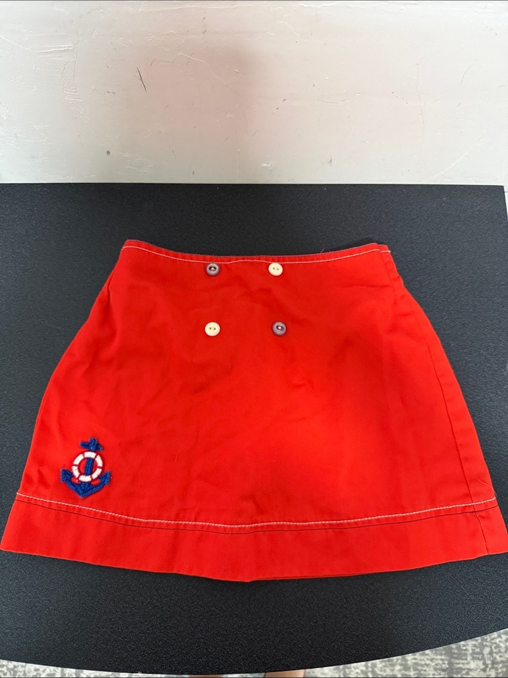 Red Nautical Embroidered Mini Skirt 1970’s